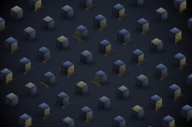 Fondo negro con gradiente con cubos