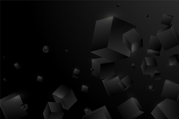 Fondo negro con gradiente con cubos