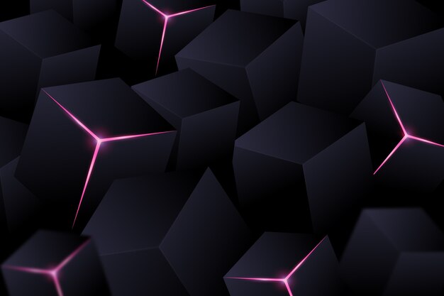Fondo negro con gradiente con cubos
