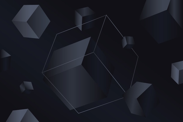 Fondo negro con gradiente con cubos