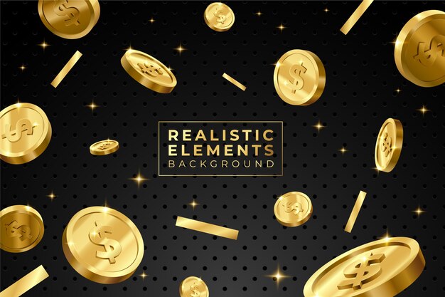 Fondo negro con gradiente con elementos realistas