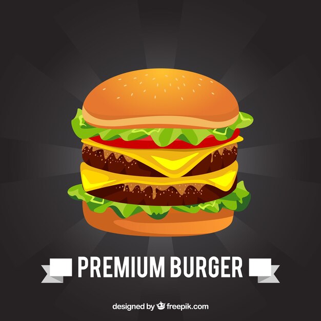Fondo negro con hamburguesa deliciosa