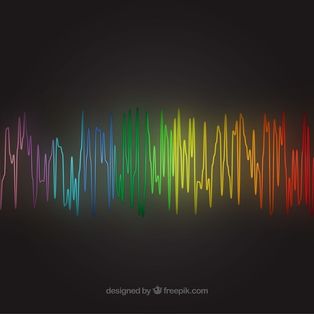 Fondo negro con onda sonora de colores