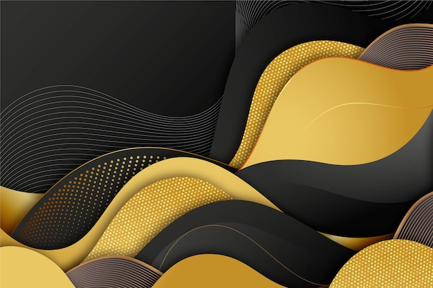 Vector gratuito fondo negro realista con texturas doradas