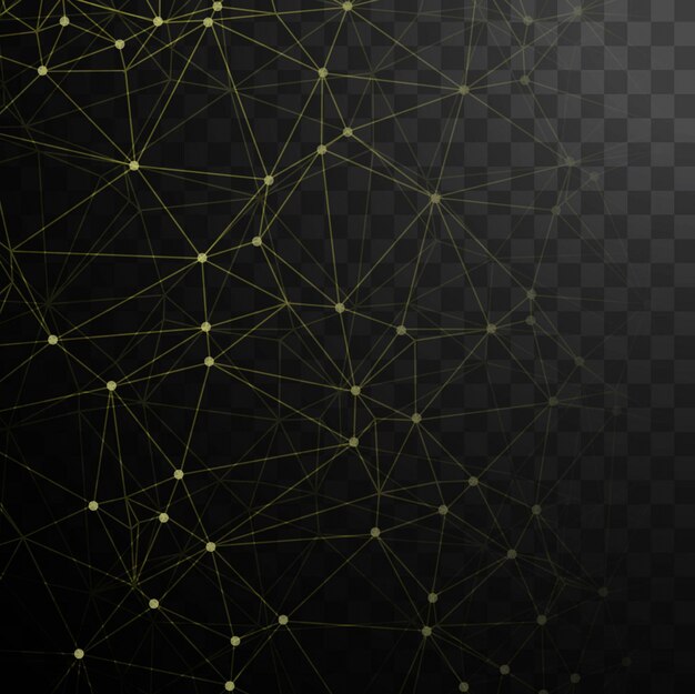 Fondo negro tecnológico con puntos y líneas amarillas