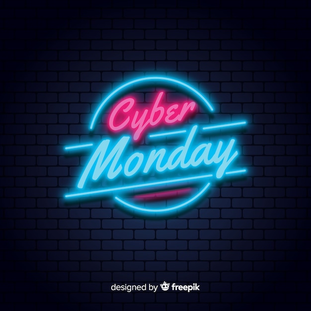 Fondo neón de rebajas de cyber monday