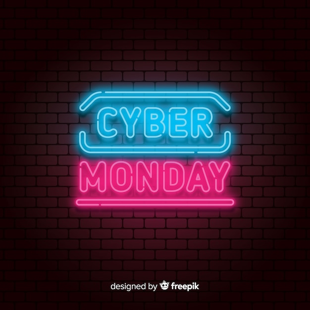 Fondo neón de rebajas de cyber monday 
