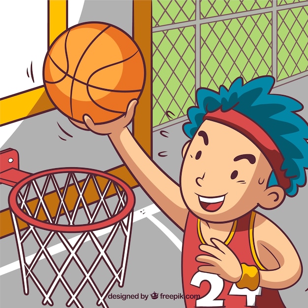 Juego De Niñas Y Niños Juega Baloncesto Baloncesto Niño Jugando Con Una  Pelota Dibujo Gráfico Colorido En Vector Plano Stock de ilustración -  Ilustración de cabrito, sano: 166940431