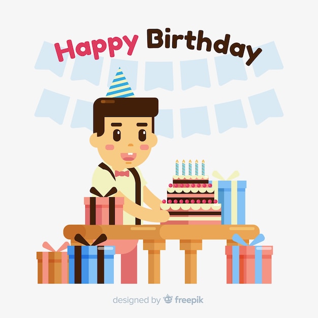 Vector gratuito fondo de niños de cumpleaños en diseño plano