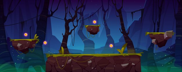Fondo de nivel de juego con plataformas y elementos.