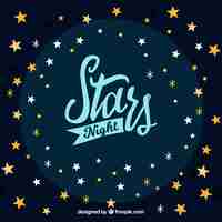 Vector gratuito fondo de noche de estrellas con lettering