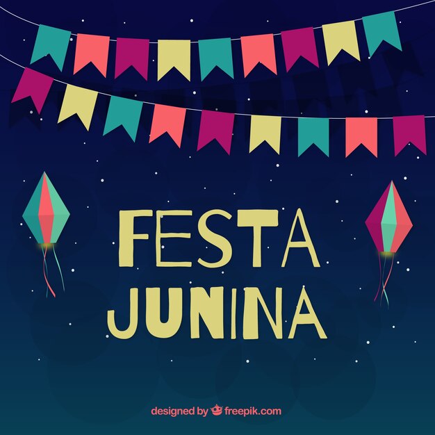 Fondo de noche de fiesta juniba con decoración de colores 