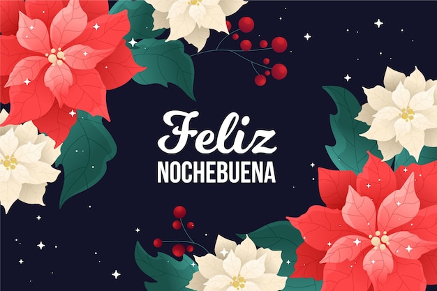 Vector gratuito fondo nochebuena en diseño plano