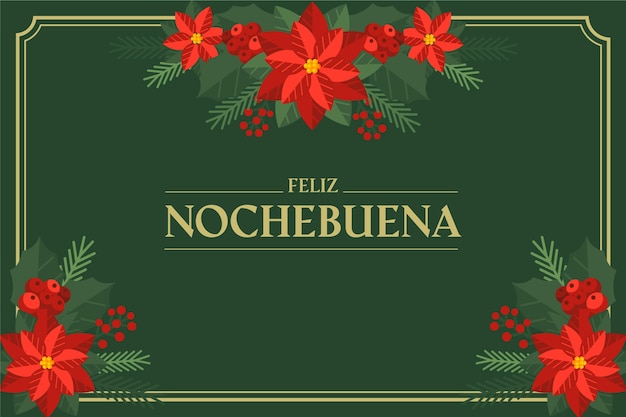 Vector gratuito fondo nochebuena en diseño plano