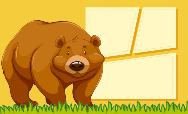 Fondo de nota en blanco de oso pardo