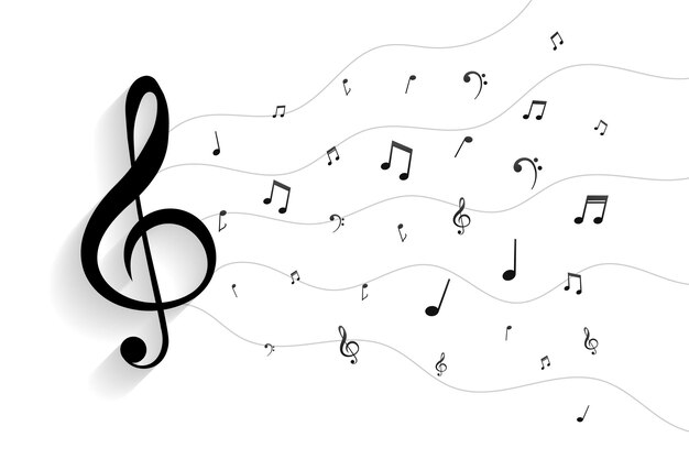 Fondo de notación musical de armonía con signo de clave