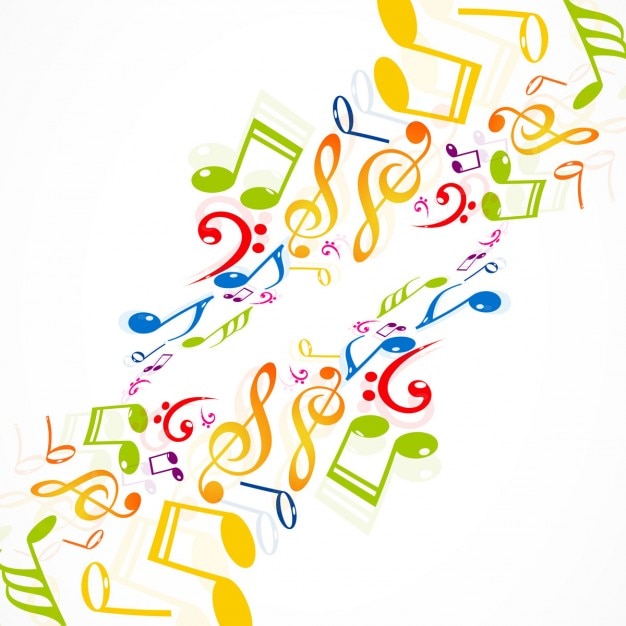 Vector gratuito fondo de notas musicales coloridas