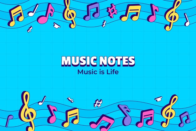 Fondo de notas musicales dibujado a mano