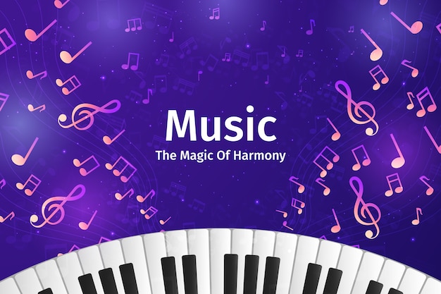 Fondo de notas musicales en gradiente