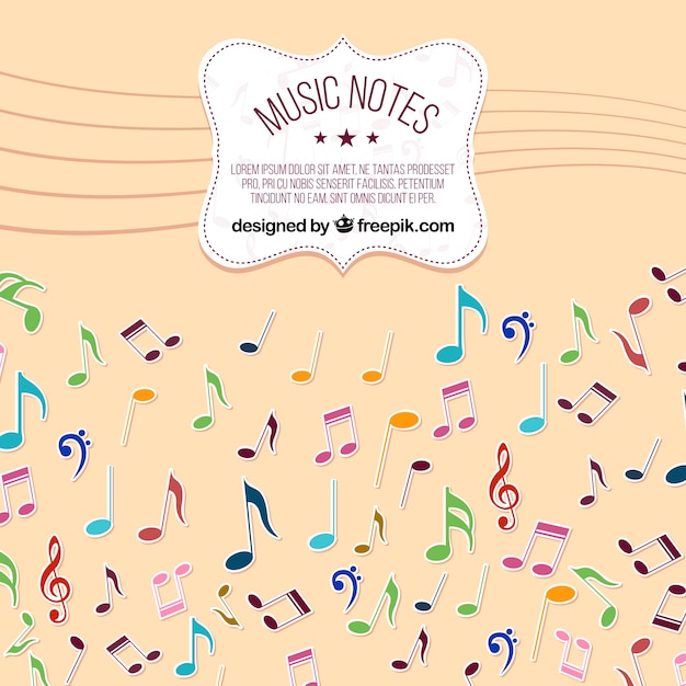 Vector gratuito fondo de notas musicales multicolor