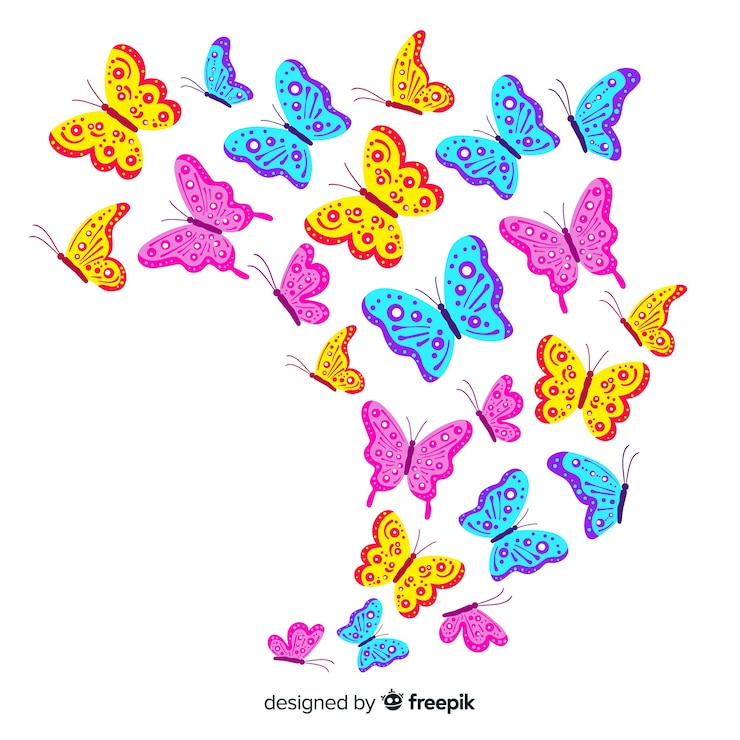 Vector gratuito fondo nube de mariposas volando