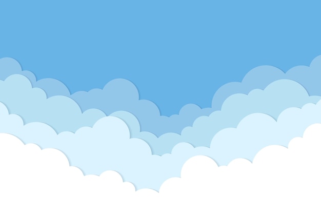 Fondo de nube, vector de estilo de corte de papel pastel