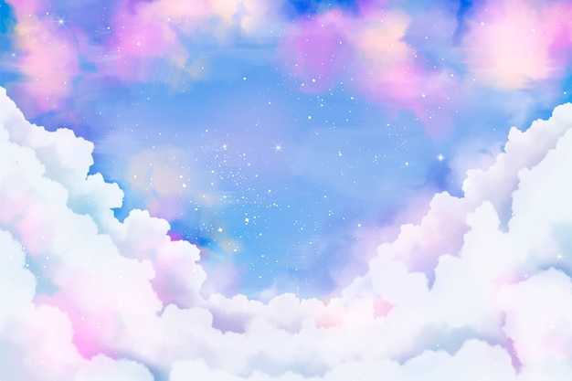 Fondo de nubes de algodón de azúcar acuarela