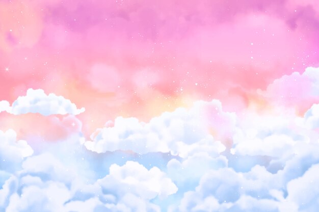 Fondo de nubes de algodón de azúcar acuarela