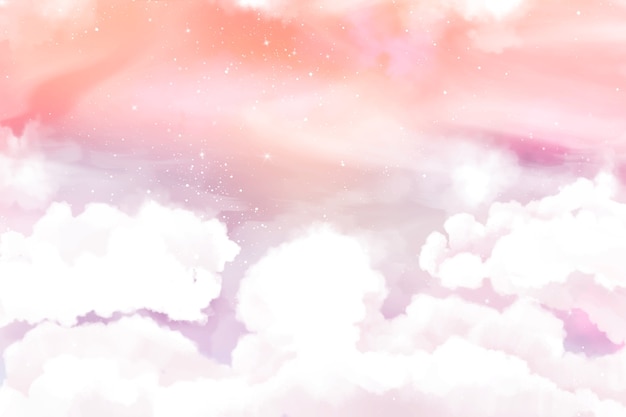 Fondo de nubes de algodón de azúcar acuarela