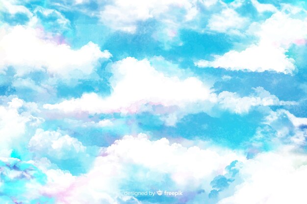 Fondo de nubes blancas acuarela