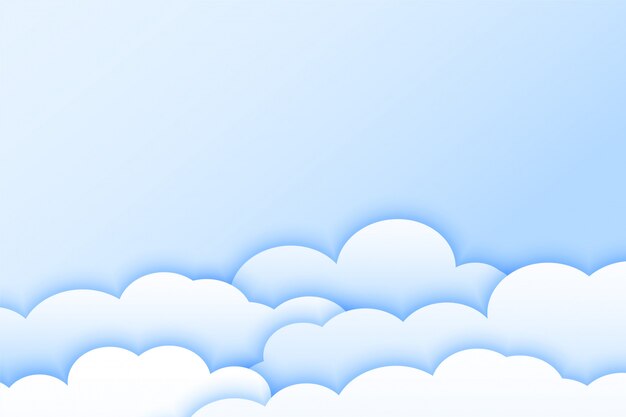 Fondo de nubes de color claro en estilo papercut