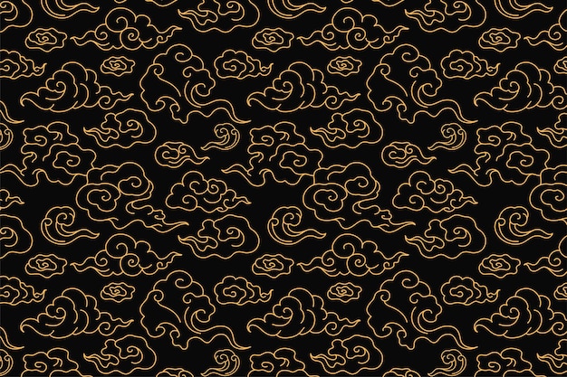 Fondo de nubes, vector de patrón oriental chino transparente