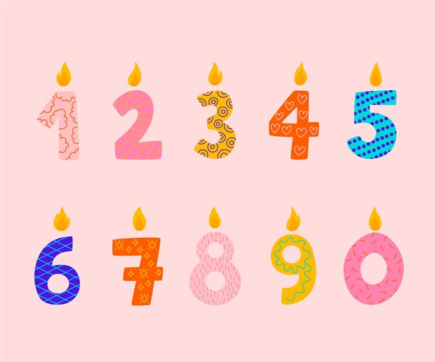 Fondo de números de cumpleaños dibujados a mano