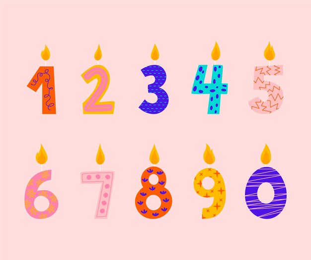 Fondo de números de cumpleaños dibujados a mano