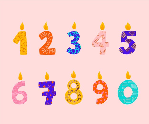 Fondo de números de cumpleaños dibujados a mano