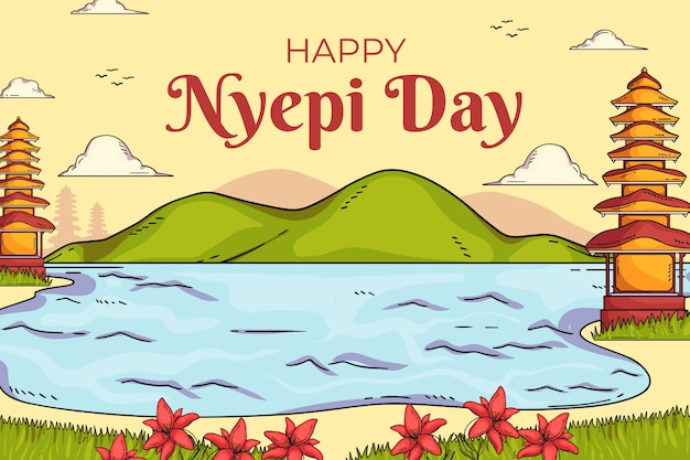 Vector gratuito fondo nyepi dibujado a mano