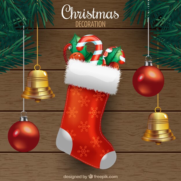 Fondo con objetos realistas navideños 
