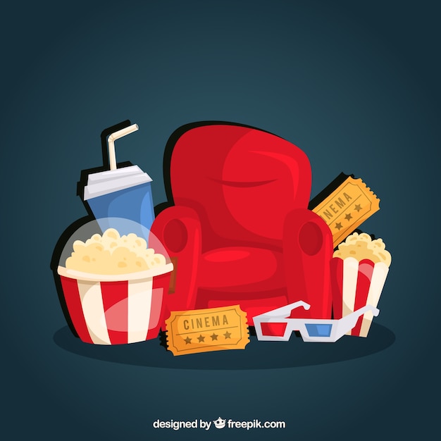 Vector gratuito fondo de objetos para ver una película