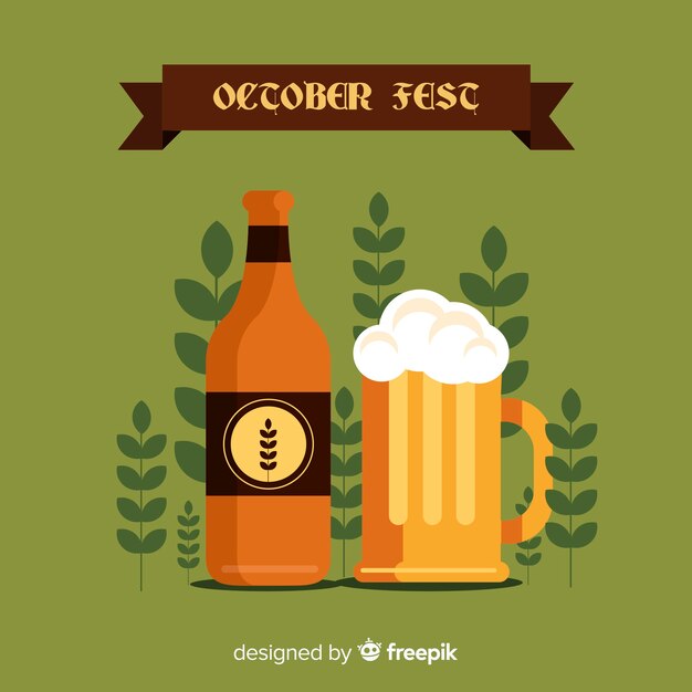 Fondo de oktoberfest con cervezas en diseño plano