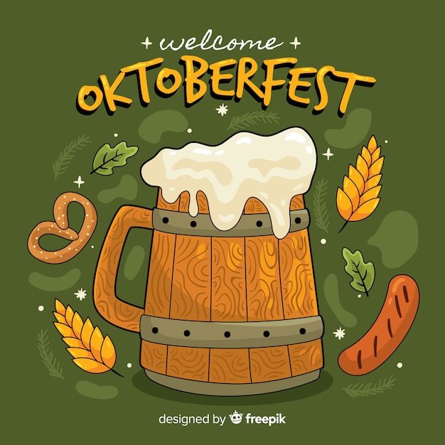 Fondo de oktoberfest dibujado a mano