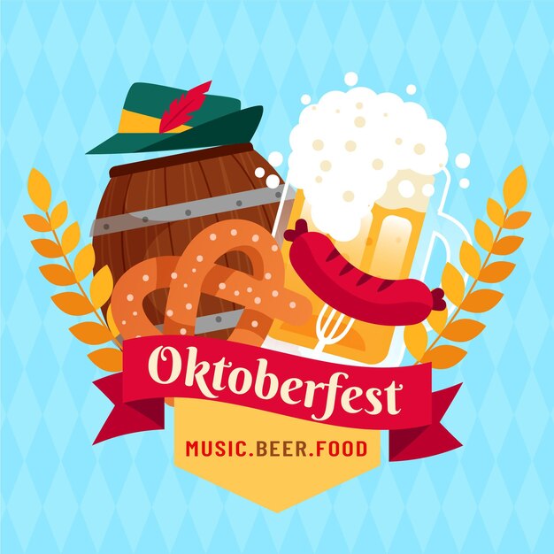 Fondo de oktoberfest dibujado a mano