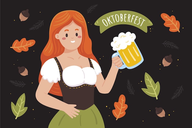 Vector gratuito fondo oktoberfest dibujado a mano