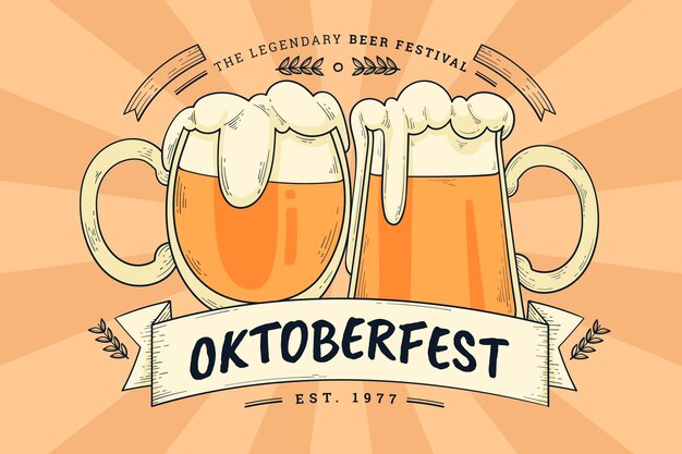 Fondo de oktoberfest dibujado a mano