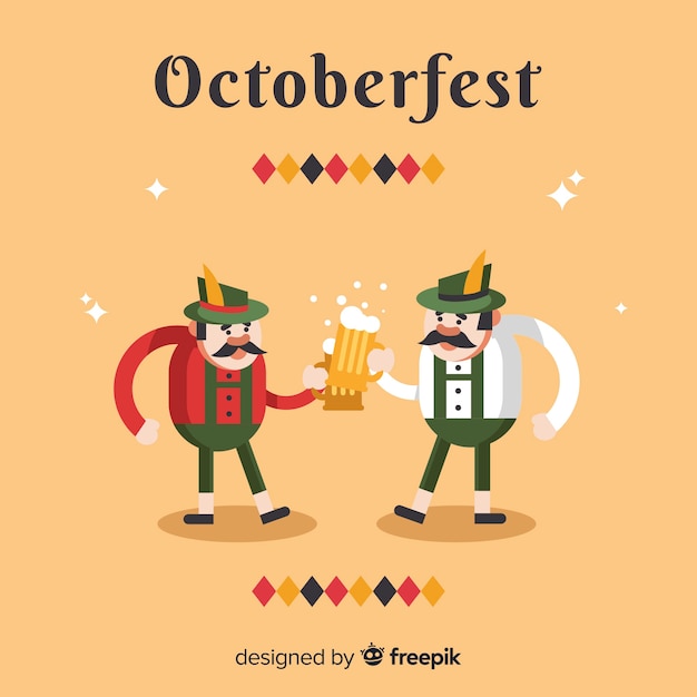 Fondo de oktoberfest con gente feliz en diseño plano