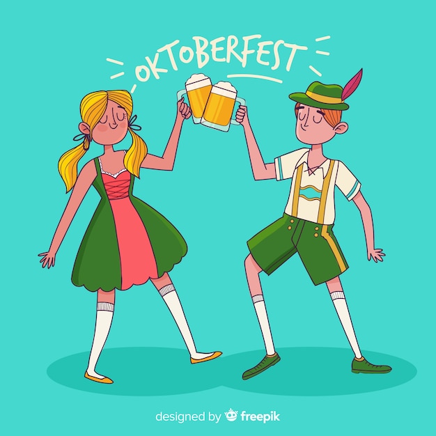 Vector gratuito fondo del oktoberfest con pareja