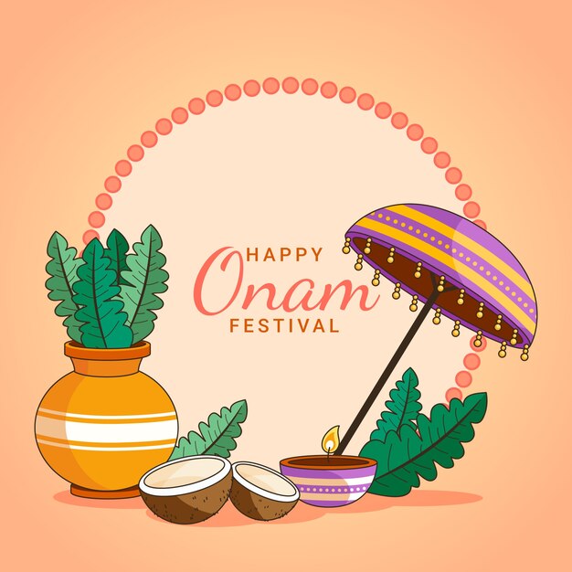 Fondo onam dibujado a mano
