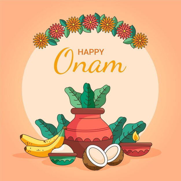Fondo de onam dibujado a mano