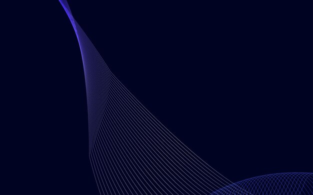 Fondo de onda de línea de tecnología de color degradado azul abstracto