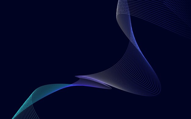 Fondo de onda de línea de tecnología de color degradado azul abstracto