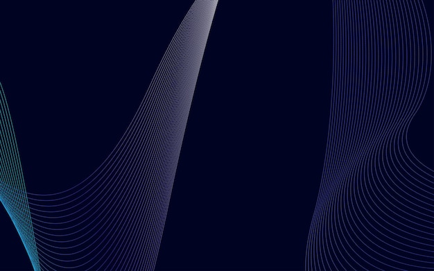 Fondo de onda de línea de tecnología de color degradado azul abstracto